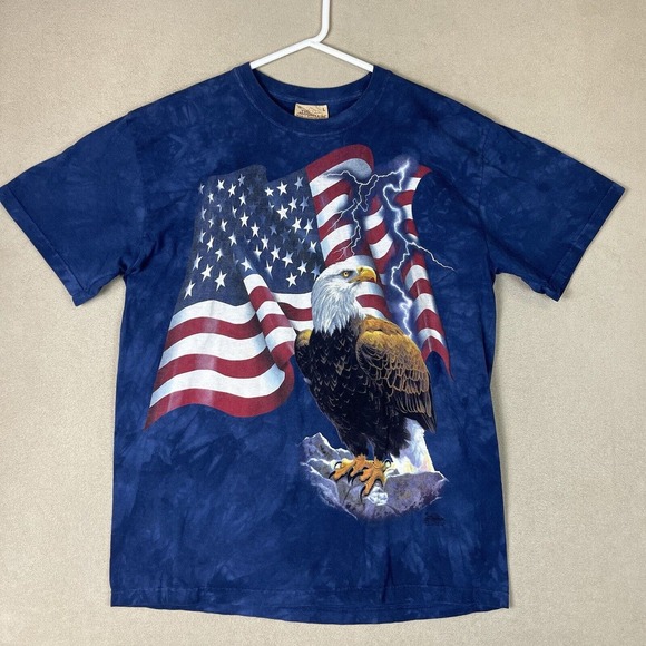 The Mountain Shirt Mens Large Blue American‎ Flag Eagle T-Shirt Tee Adult - Picture 1 of 9